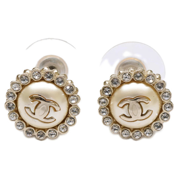 CHANEL Jewelry - CHANEL Gold Pearl Logo Earrings